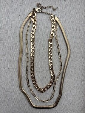 House of Harlow Gold Layered Chain Necklace Multi Strand Statement Boho Chic